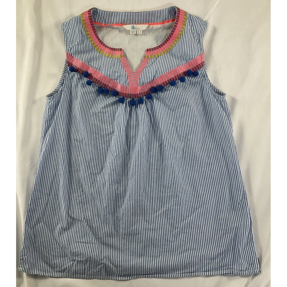 Boden Elisa Top Size 4 Embroidered Tank Top Blouse 100% Cotton 223